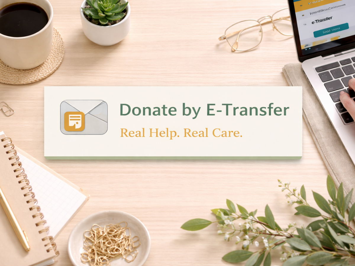 Photo showing that donations by e-transfer are accepted