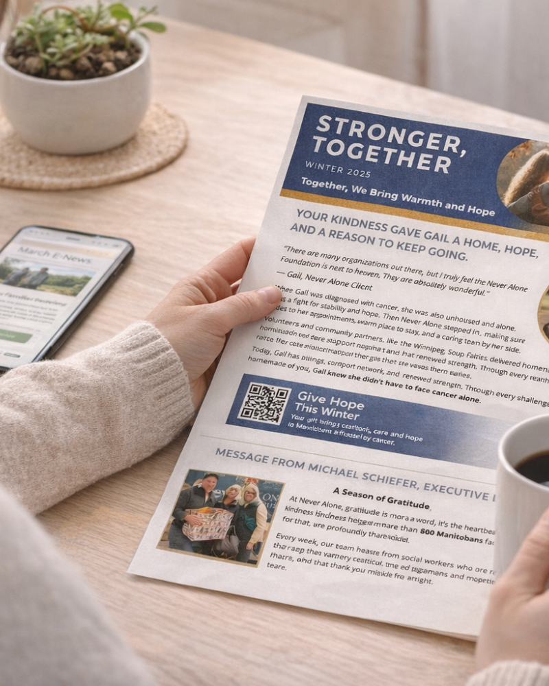 Photo of a person reading the newsletter